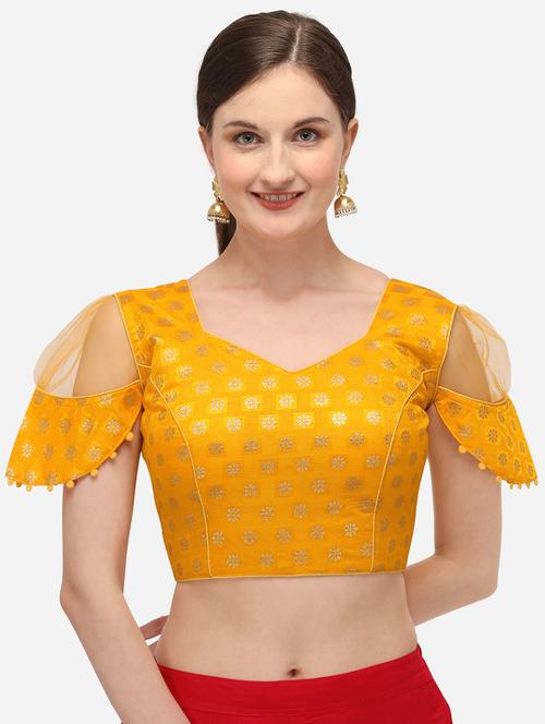 yellow printed stitched blouse - 20181943 - Very Small Image - 1