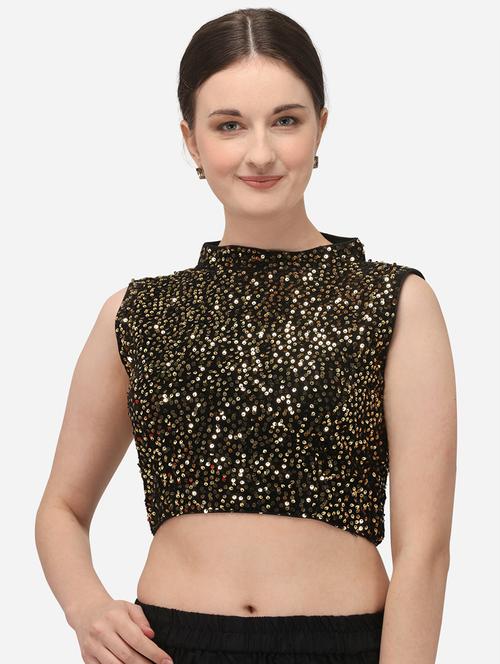 gold sequin stitched blouse - 20181959 - Very Small Image - 1