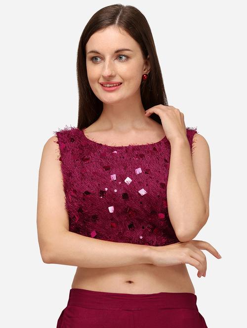 red sequin stitched blouse - 20181968 - Very Small Image - 1