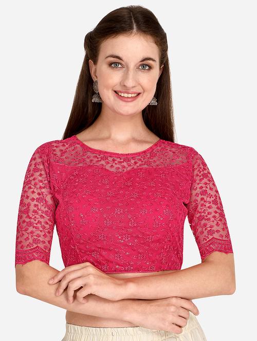pink embroidered stitched blouse - 20181978 - Very Small Image - 1
