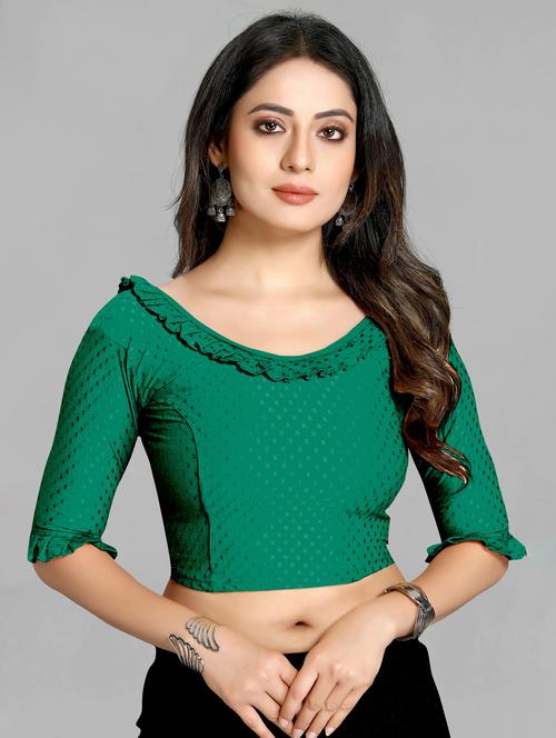 self design cotton regular stitched blouse - 20182573 - Very Small Image - 1