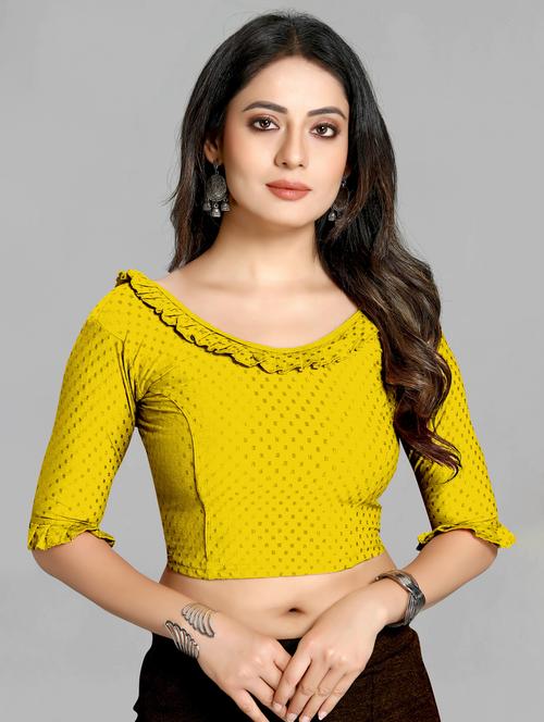 yellow cotton blend regular blouse - 20182585 - Very Small Image - 1