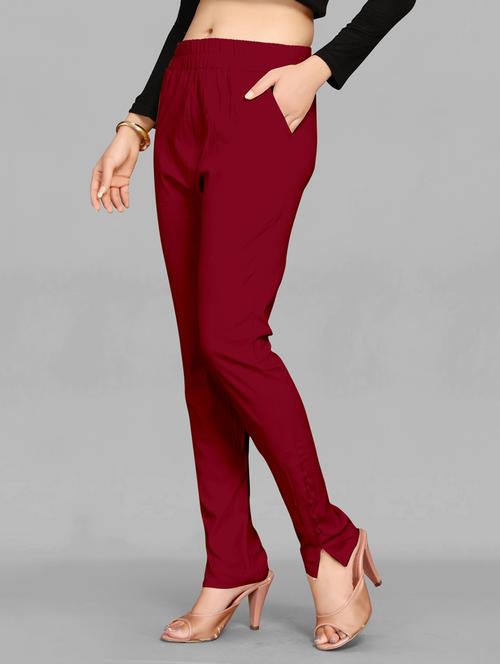 mid rise solid cigarette pants - 20183439 - Very Small Image - 1