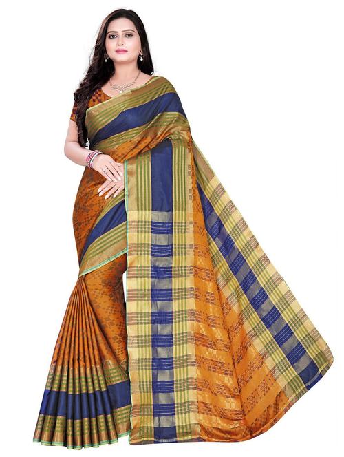 orange self design woven saree with blouse - 20183871 - Very Small Image - 1