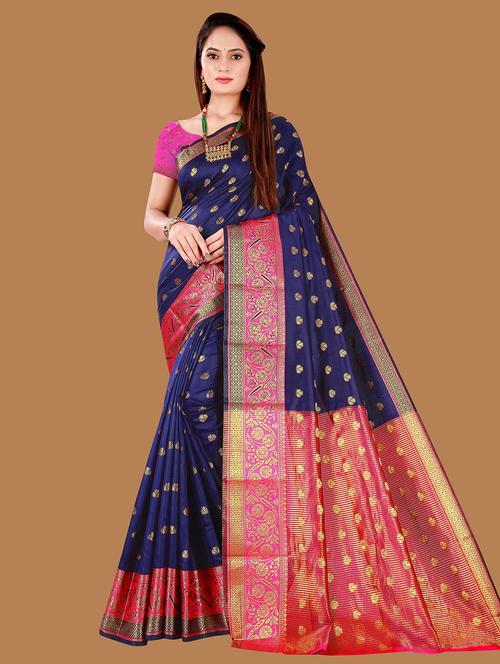 self design kanjivaram saree with blouse - 20184191 - Very Small Image - 1