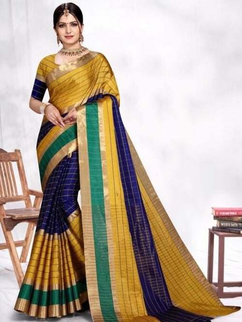 blue tussar silk saree with blouse - 20184346 - Very Small Image - 1