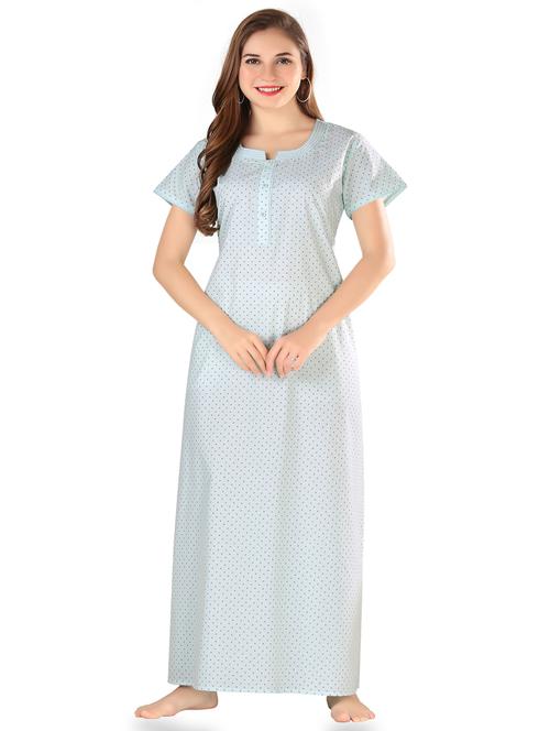 light blue printed polyester nighty - 20184574 - Very Small Image - 1
