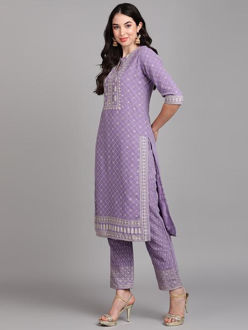 purple kurta pant set - 20184838 - Very Small Image - 1