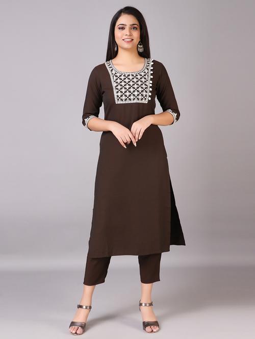 embroidered kurta pant set - 20184911 - Very Small Image - 1