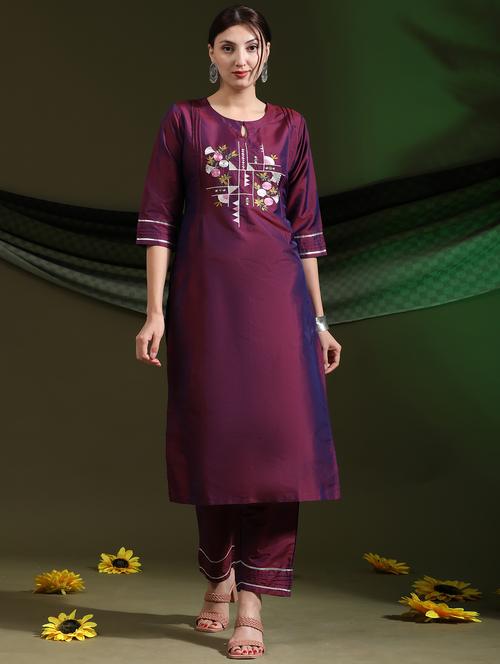 embroidered kurta pant set - 20184961 - Very Small Image - 1