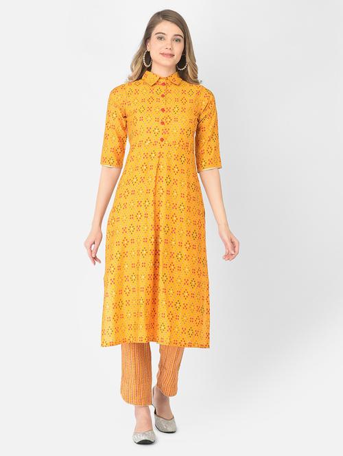 yellow kurta pant set - 20185099 - Very Small Image - 1