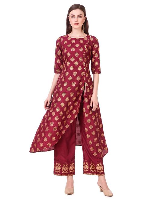 red kurta palazzo set - 20185160 - Very Small Image - 1