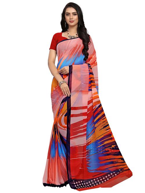 multi colored printed saree with blouse - 20185227 - Very Small Image - 1