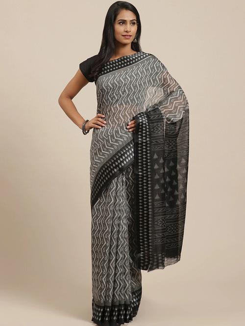 women grey printed saree - 20185230 - Very Small Image - 1