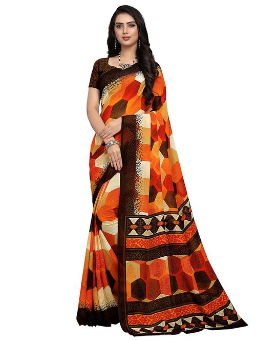multi color georgette geometric pattern saree with blouse - 20185233 - Very Small Image - 1