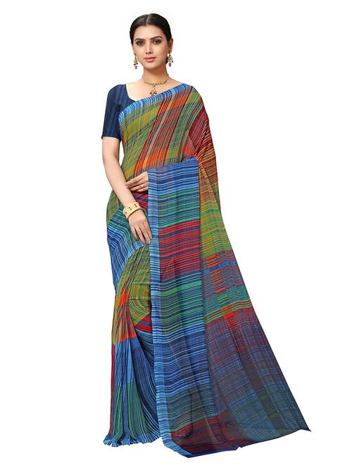 multi color printed georgette saree with blouse - 20185258 - Very Small Image - 1