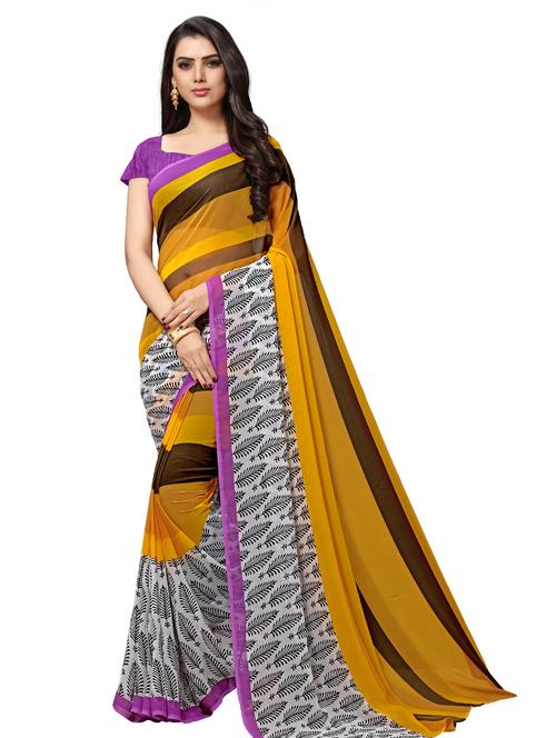 multi colored printed saree with blouse - 20185307 - Very Small Image - 1