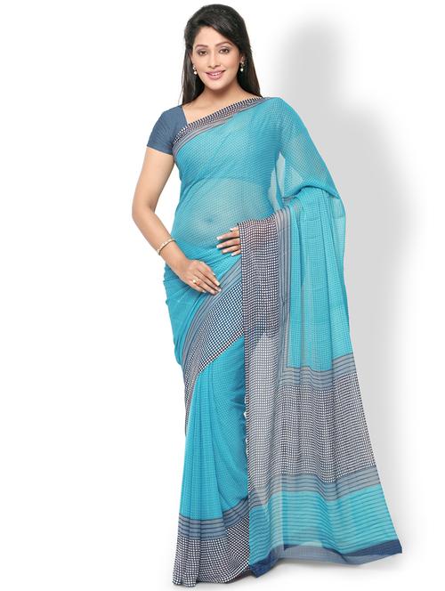 blue printed saree - 20185428 - Very Small Image - 1