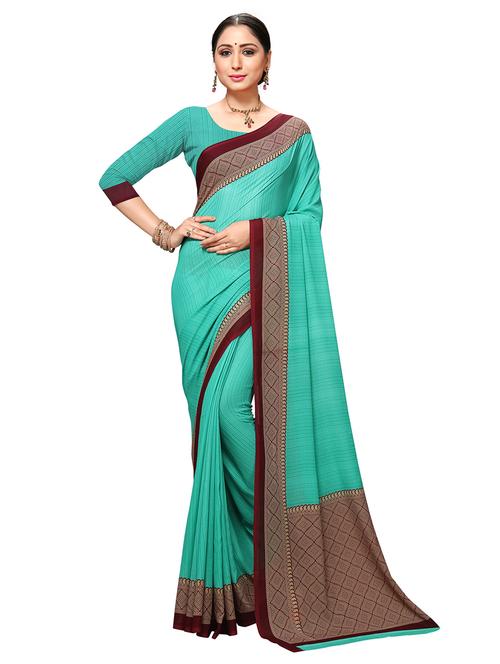 solid borderd saree - 20185649 - Very Small Image - 1