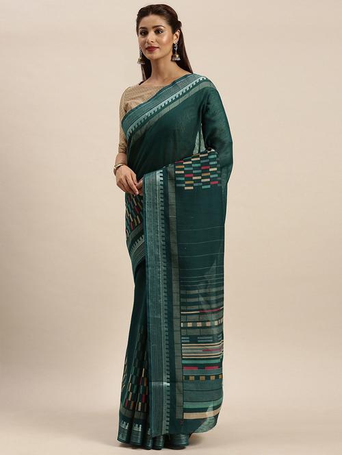 women printed saree with blouse - 20185675 - Very Small Image - 1