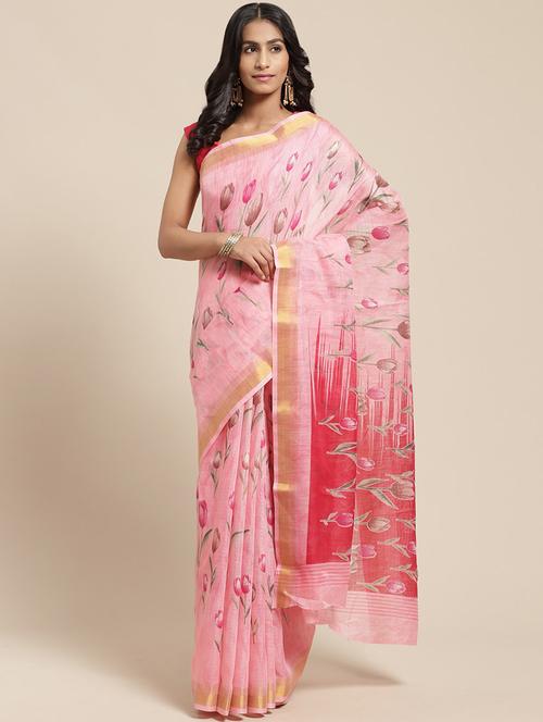 women printed saree with blouse - 20185679 - Very Small Image - 1