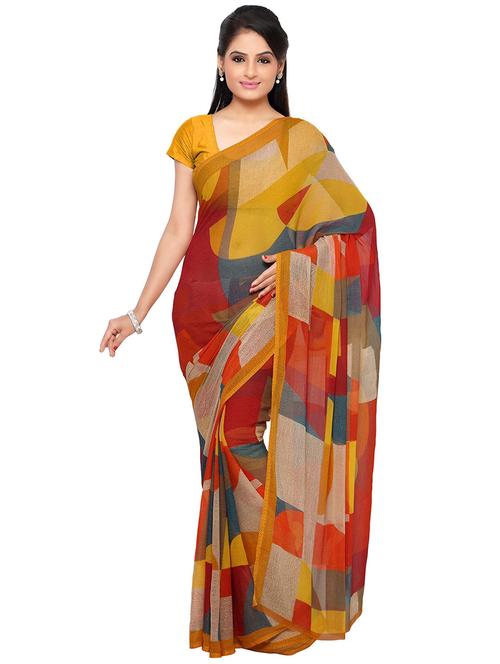 multi color printed saree with blouse - 20185740 - Very Small Image - 1