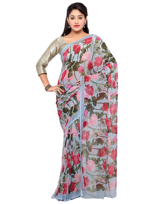 women printed saree with blouse - 20185751 - Very Small Image - 1