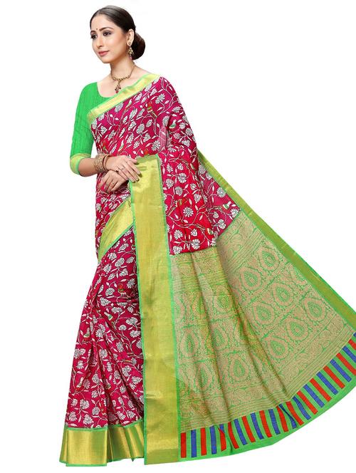 pink floral printed saree with blouse - 20185773 - Very Small Image - 1