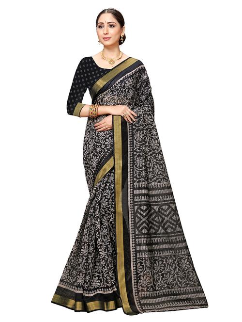 black floral saree with blouse - 20185815 - Very Small Image - 1