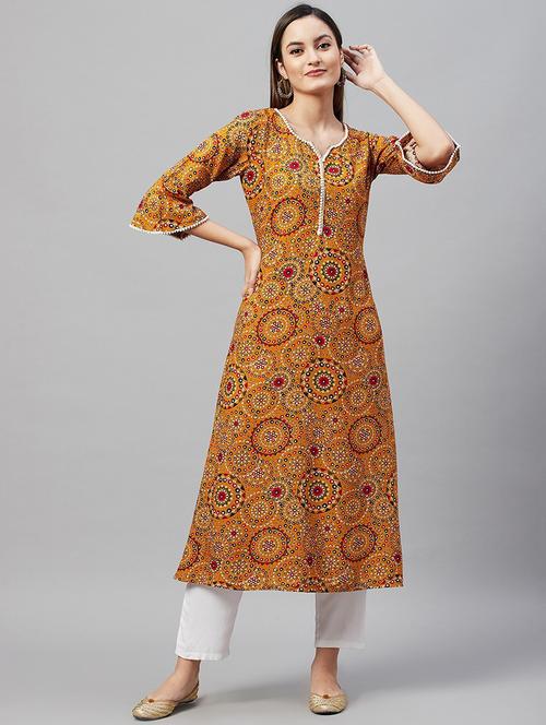 round neck printed a-line kurta - 20186066 - Very Small Image - 1
