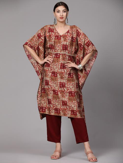 v-neck printed kaftan tunic - 20186154 - Very Small Image - 1