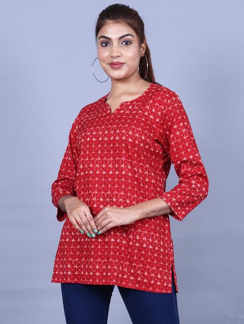 notch neck printed straight kurta - 20187445 - Very Small Image - 1