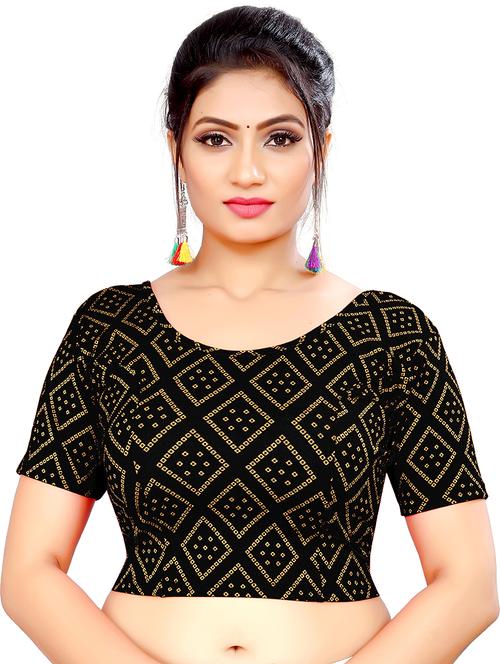 black bandhani printed regular blouse - 20187890 - Very Small Image - 1