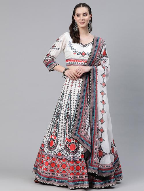 printed stitched lehenga choli set with dupatta - 20188098 - Very Small Image - 1