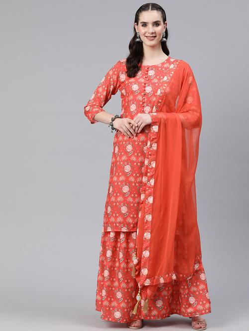 orange kurta sharara set with dupatta - 20188148 - Very Small Image - 1