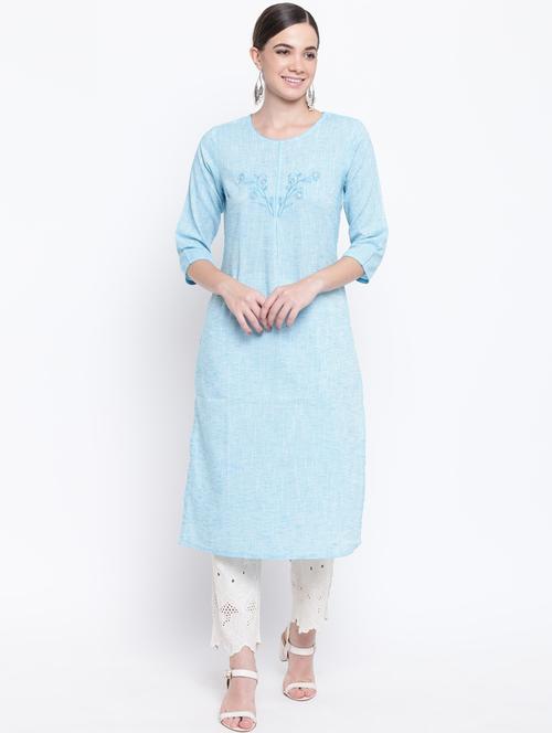 light blue colored straight kurta - 20188783 - Very Small Image - 1