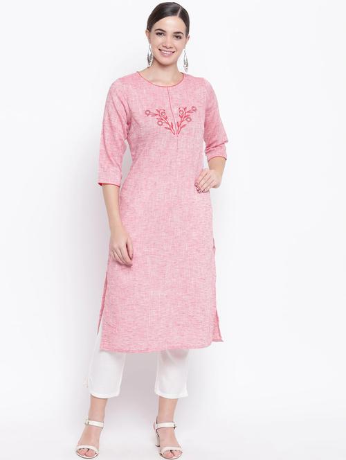 pink colored straight kurta - 20188784 - Very Small Image - 1