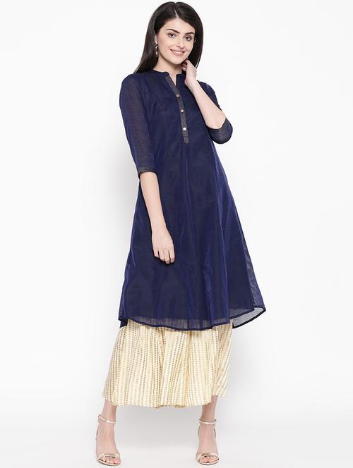 navy blue colored a-line kurta - 20188855 - Very Small Image - 1