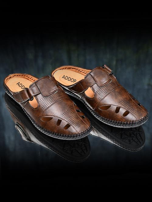 men brown slip on casual sandal - 20189268 - Very Small Image - 1