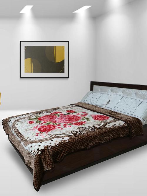 rian floral single bed mink blanket for mild winter 2.5kg single ply (rose _coffee) - 20189406 - Very Small Image - 1