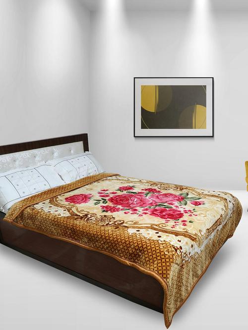 rian floral single bed mink blanket for mild winter 2.5kg single ply (rose _golden) - 20189407 - Very Small Image - 1