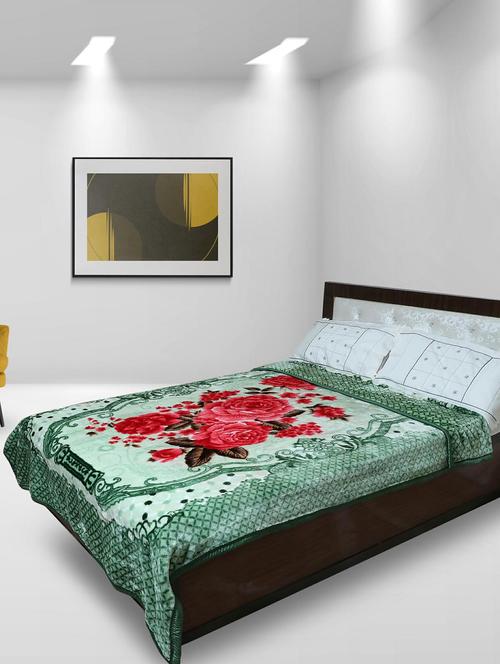 rian floral single bed mink blanket for mild winter 2.5kg single ply (rose _green) - 20189408 - Very Small Image - 1