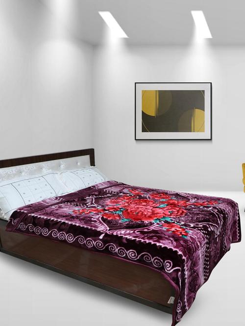 rian floral single bed mink blanket for heavy winter 5kg double ply (winter flower_vine) - 20189432 - Very Small Image - 1