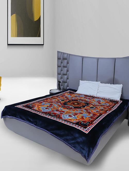 rian floral double bed mink blanket for heavy winter 3kg single ply (daisy _coffee) - 20189451 - Very Small Image - 1