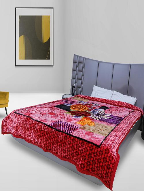 rian floral double bed mink blanket for heavy winter 4kg single ply (orchid _pink) - 20189459 - Very Small Image - 1