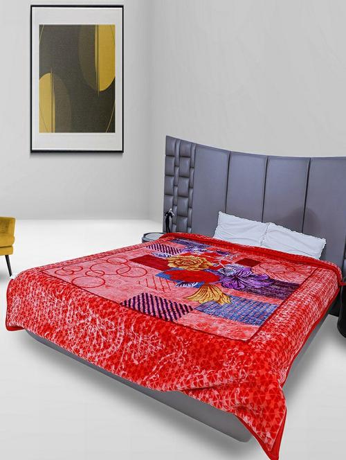 rian floral double bed mink blanket for heavy winter 4kg single ply (orchid _red) - 20189461 - Very Small Image - 1