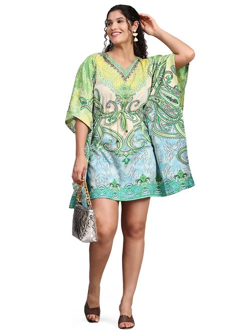 v-neck printed kaftan dress - 20189504 - Very Small Image - 1