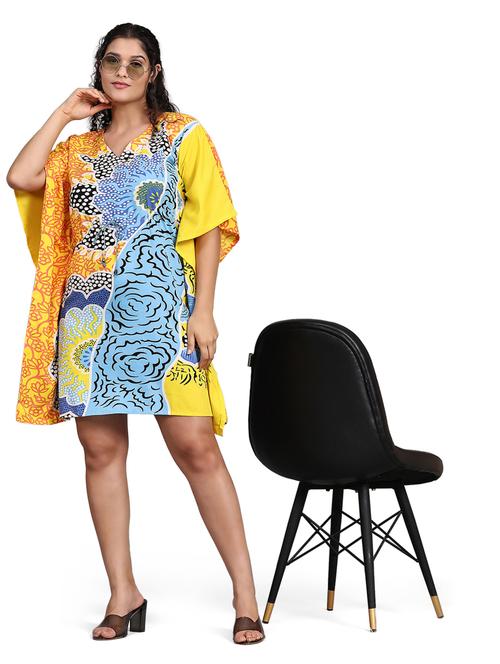 v-neck neck printed tunic kaftan - 20189520 - Very Small Image - 1