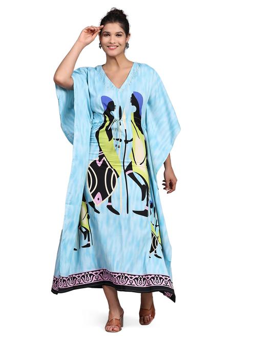 v-neck neck printed kaftan dress - 20189565 - Very Small Image - 1