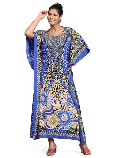 v-neck printed kaftan dress - 20189601 - Very Small Image - 1